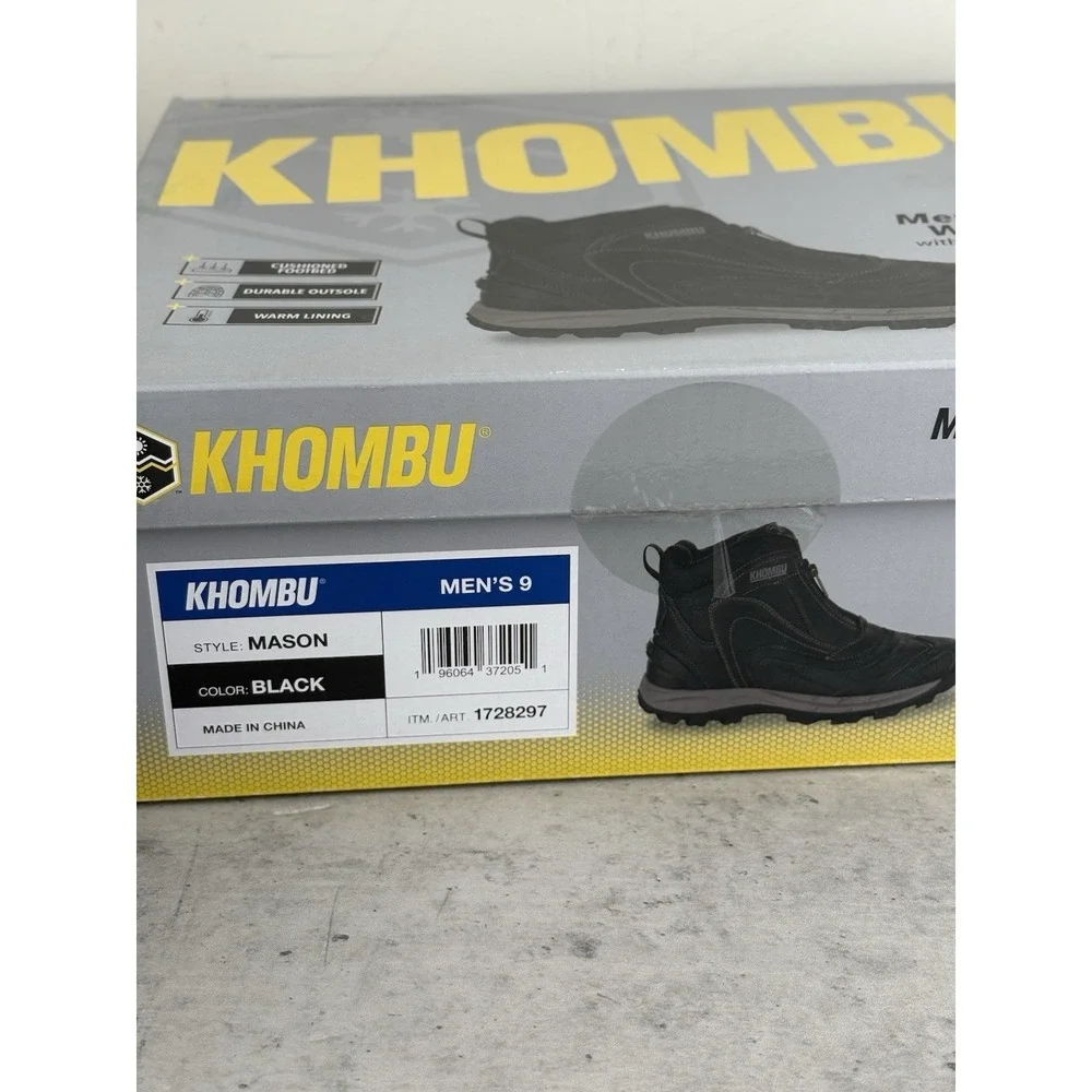 New Khombu Mens' Black Mason Hybrid Winter Boot With Cushioned Footbed Size 9